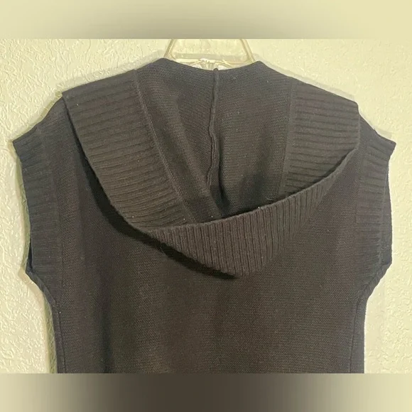 LAUREN RALPH LAUREN Black Knit Short Sleeve Hooded Longline Cardigan Size XS - Picture 9 of 13